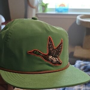 Olive Green Snapback Hat with Duck Design